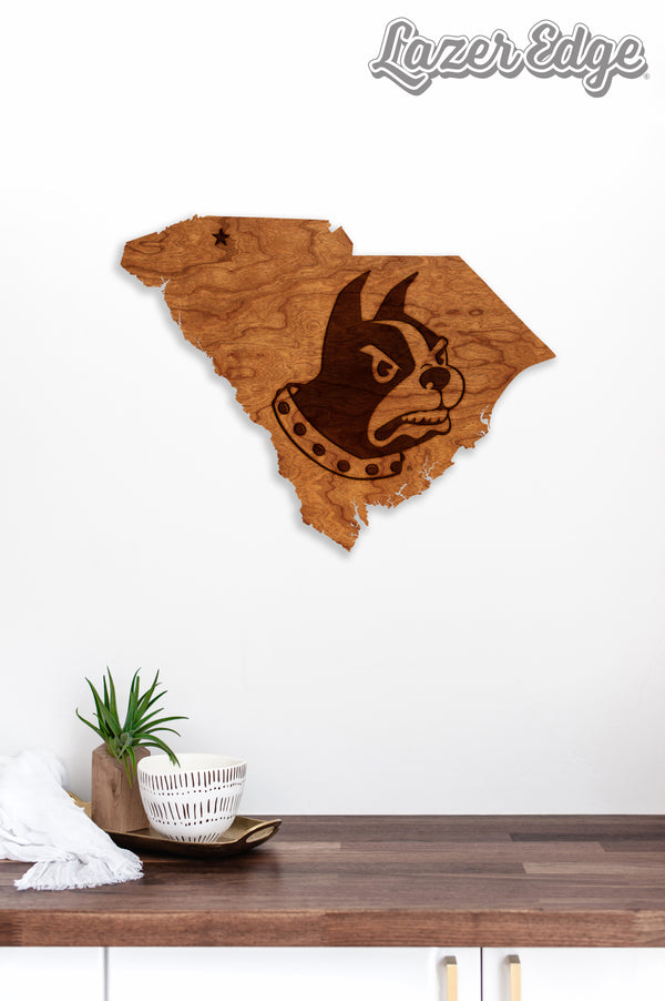 Wofford College Wall Hanging Terrier on State