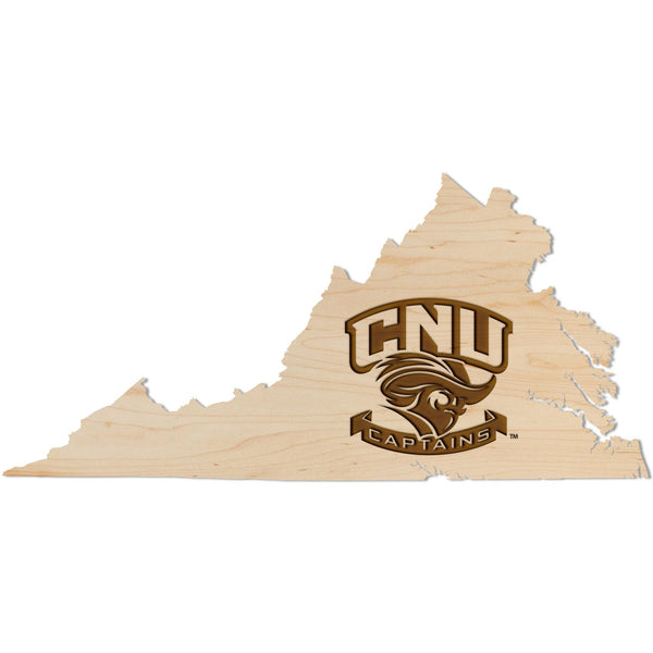 Christopher Newport University CNU Captains on Virginia Outline   Wall Hanging