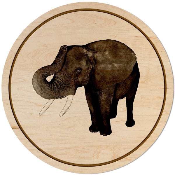 African Animals Coaster (Multiple Designs Available) Coaster Shop LazerEdge Elephant Maple 