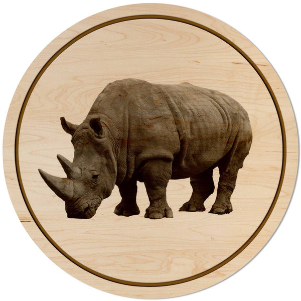African Animals Coaster (Multiple Designs Available) Coaster Shop LazerEdge Rhino Maple 