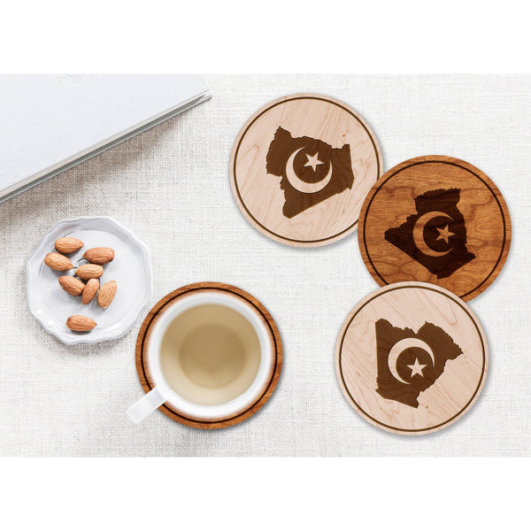 African Country Flag Coaster - Crafted from Cherry and Maple Wood Coaster LazerEdge 