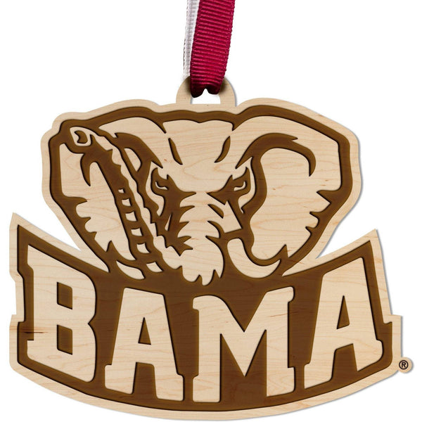 Alabama Crimson Tide Ornament - Crafted from Cherry or Maple Wood - Multiple Designs Available Ornament LazerEdge Alabama Big Al Maple 