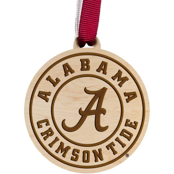 Alabama Crimson Tide Ornament - Crafted from Cherry or Maple Wood - Multiple Designs Available Ornament LazerEdge Crimson Tide Seal Maple 