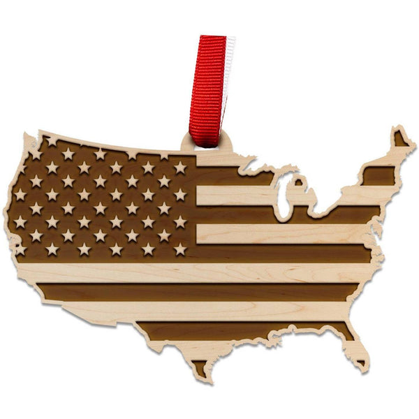 American Flag Ornament Ornament Shop LazerEdge Maple 