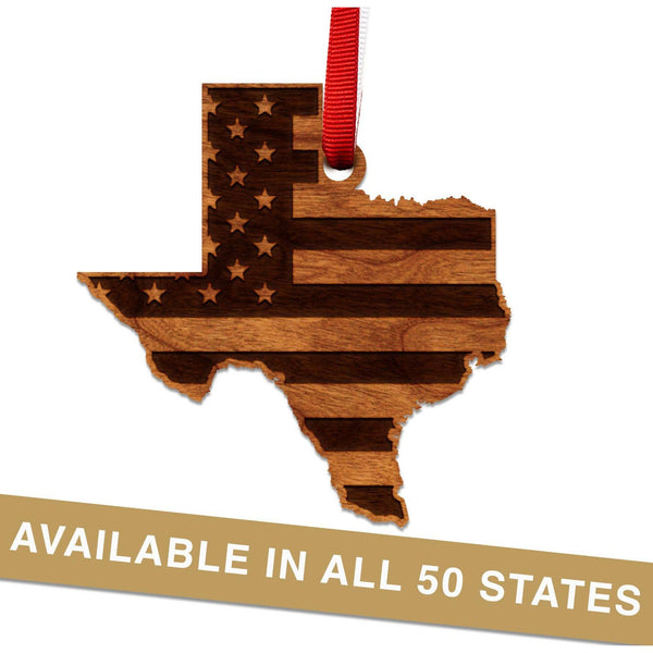 American Flag State Outline Ornament ( Available In All 50 States) Ornament Shop LazerEdge 