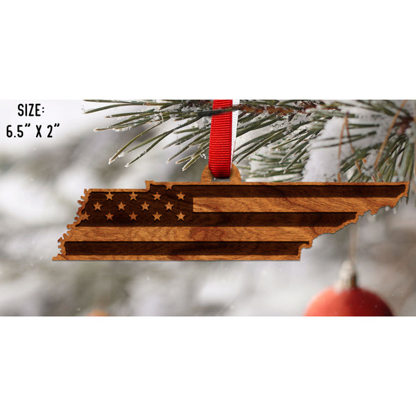 American Flag State Outline Ornament ( Available In All 50 States) Ornament Shop LazerEdge TN - Tennessee Cherry 