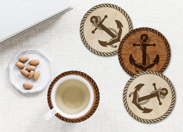 Anchor Wood Coaster Coaster LazerEdge 