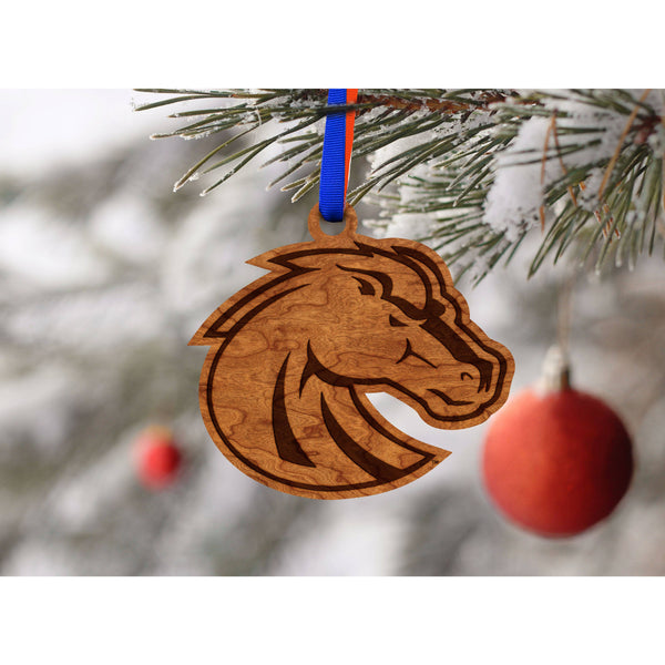 Boise State Broncos Ornament – Crafted from Cherry and Maple Wood – Click to see Multiple Designs Available – Boise State University (BSU) Ornament Shop LazerEdge 