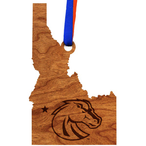 Boise State University - Ornament - State Map with Bronco Head Ornament LazerEdge 