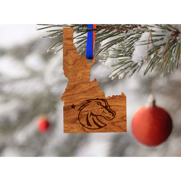 Boise State University - Ornament - State Map with Bronco Head Ornament LazerEdge 