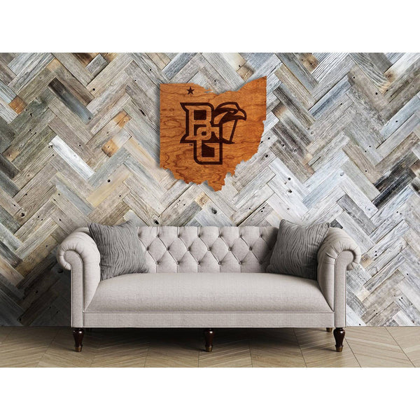 Bowling Green State University - Wall Hanging - State Map with BG and Falcon Wall Hanging Shop LazerEdge 