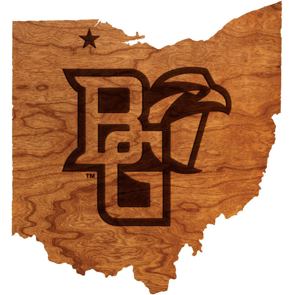 Bowling Green State University - Wall Hanging - State Map with BG and Falcon Wall Hanging Shop LazerEdge 