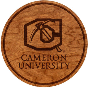 Cameron University Coaster – Crafted from Cherry and Maple Wood – Cameron University Coaster Shop LazerEdge Cherry 