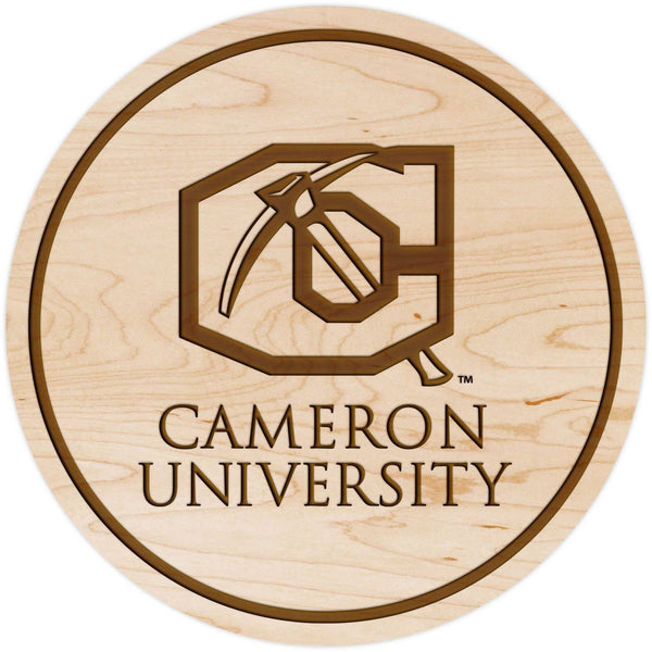 Cameron University Coaster – Crafted from Cherry and Maple Wood – Cameron University Coaster Shop LazerEdge Maple 