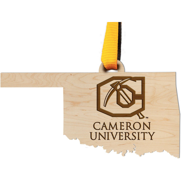 Cameron University Ornament – Crafted from Cherry and Maple Wood – Cameron University Ornament Shop LazerEdge Maple 