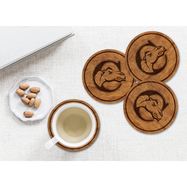 Campbell Camels Coaster – Crafted from Cherry and Maple Wood – Campbell University Coaster LazerEdge 