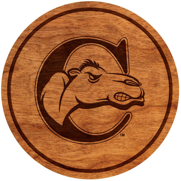 Campbell Camels Coaster – Crafted from Cherry and Maple Wood – Campbell University Coaster LazerEdge Cherry 