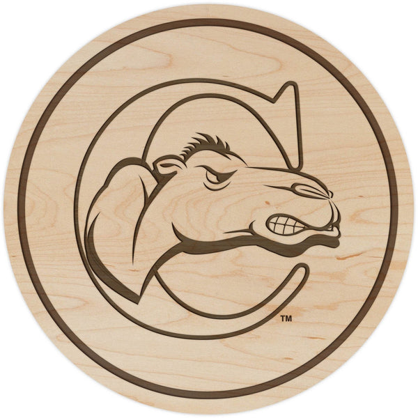 Campbell Camels Coaster – Crafted from Cherry and Maple Wood – Campbell University Coaster LazerEdge Maple 