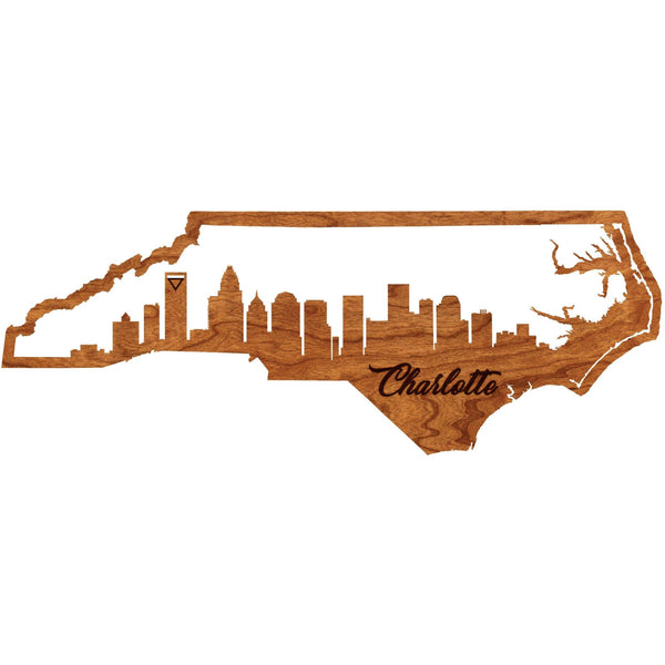 Charlotte Skyline Wall Hanging with Custom Logo on Back Wall Hanging LazerEdge Large 