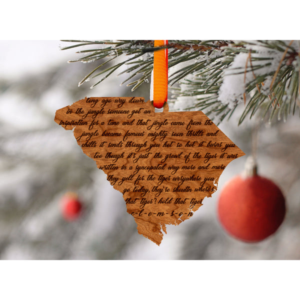 Clemson University - Ornament - State Map with Fight Song Ornament Shop LazerEdge 