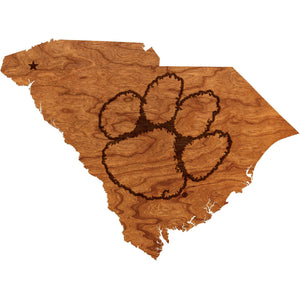 Clemson - Wall Hanging - State Map - Tiger Paw Wireframe Wall Hanging LazerEdge Standard 