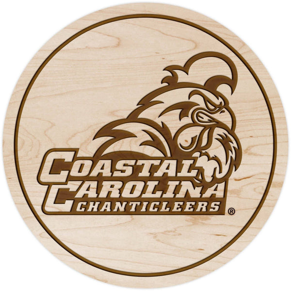 Coastal Carolina Chanticleers Coaster Name With Masot Coaster LazerEdge Maple 