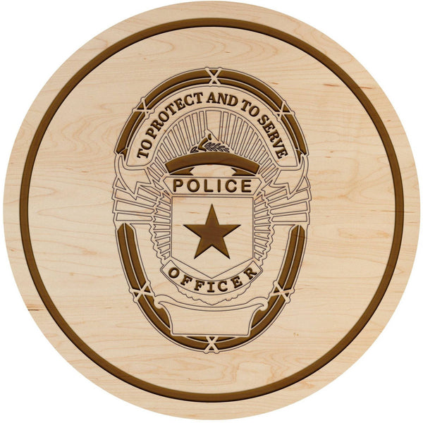 Police Coasters Shop LazerEdge Maple Police Officer Badge 1 