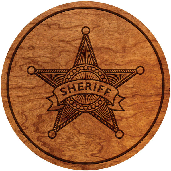 Sheriff Coasters Coaster Shop LazerEdge Cherry San Serif (Simple Font) 