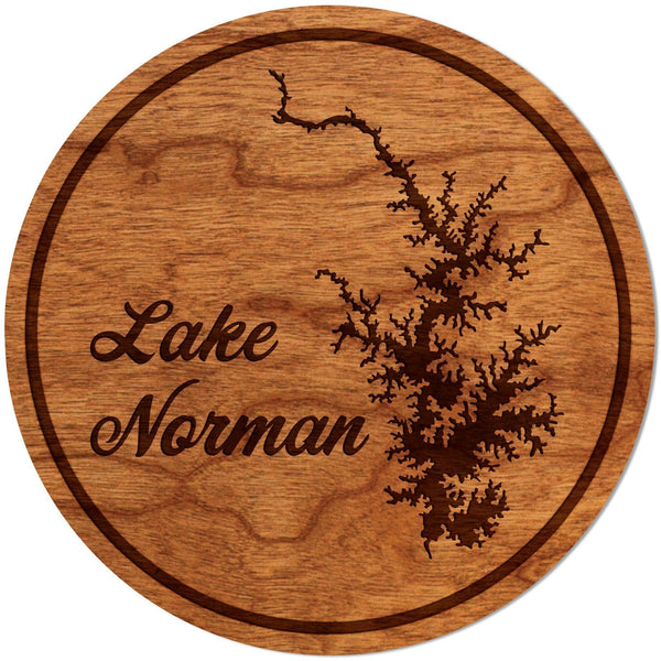 Coasters - Lake Norman Outline with Name - Cherry Coaster LazerEdge 