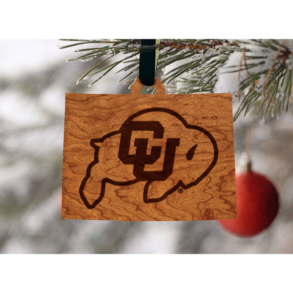 Colorado - Ornament - State Map with Buffalo Logo Ornament LazerEdge 