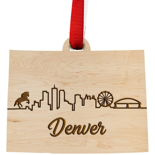 Colorado Skyline Ornament Ornament LazerEdge Maple Denver 