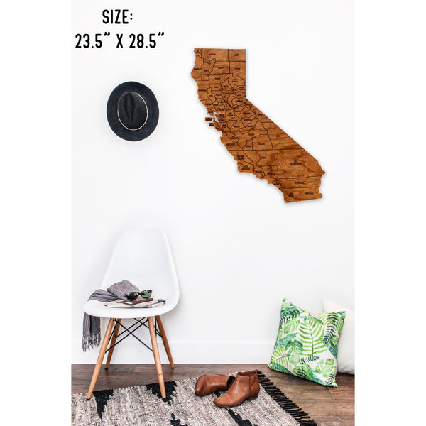 County State Outline Wall Hanging (Available In All 50 States) Large Size Wall Hanging Shop LazerEdge CA - California Cherry 