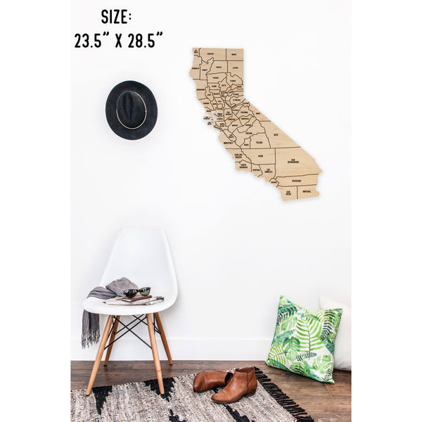 County State Outline Wall Hanging (Available In All 50 States) Large Size Wall Hanging Shop LazerEdge CA - California Maple 