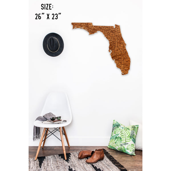 County State Outline Wall Hanging (Available In All 50 States) Large Size Wall Hanging Shop LazerEdge FL - Florida Cherry 