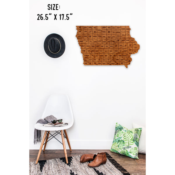 County State Outline Wall Hanging (Available In All 50 States) Large Size Wall Hanging Shop LazerEdge IA - Iowa Cherry 