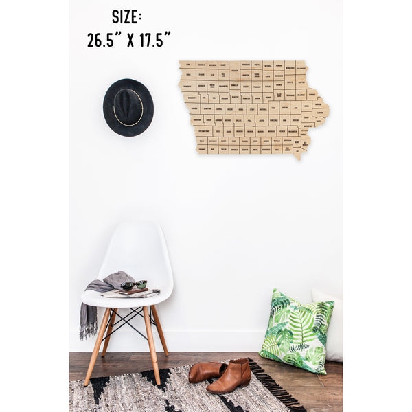 County State Outline Wall Hanging (Available In All 50 States) Large Size Wall Hanging Shop LazerEdge IA - Iowa Maple 