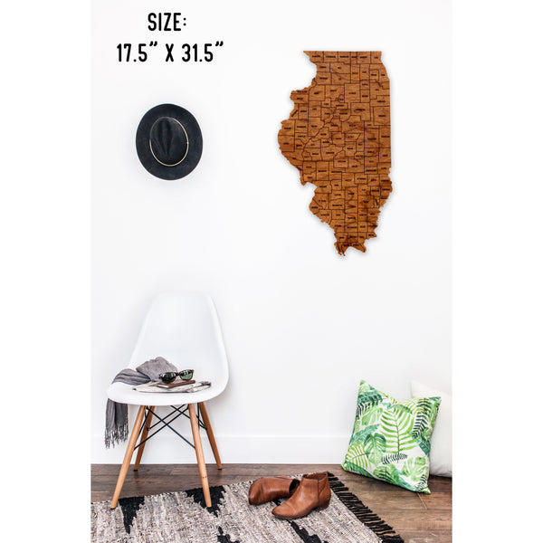 County State Outline Wall Hanging (Available In All 50 States) Large Size Wall Hanging Shop LazerEdge IL - Illinois Cherry 