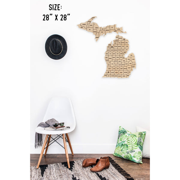 County State Outline Wall Hanging (Available In All 50 States) Large Size Wall Hanging Shop LazerEdge MI - Michigan Maple 