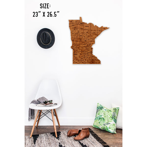 County State Outline Wall Hanging (Available In All 50 States) Large Size Wall Hanging Shop LazerEdge MN - Minnesota Cherry 