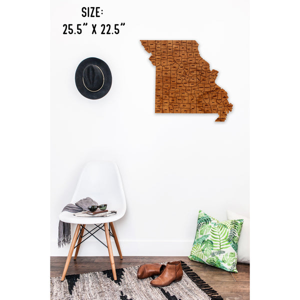 County State Outline Wall Hanging (Available In All 50 States) Large Size Wall Hanging Shop LazerEdge MO - Missouri Cherry 