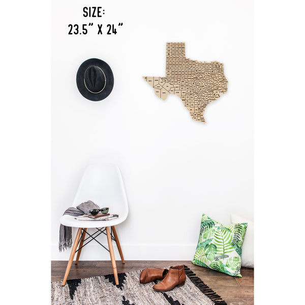County State Outline Wall Hanging (Available In All 50 States) Large Size Wall Hanging Shop LazerEdge TX - Texas Maple 
