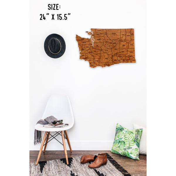 County State Outline Wall Hanging (Available In All 50 States) Large Size Wall Hanging Shop LazerEdge WA - Washington Cherry 