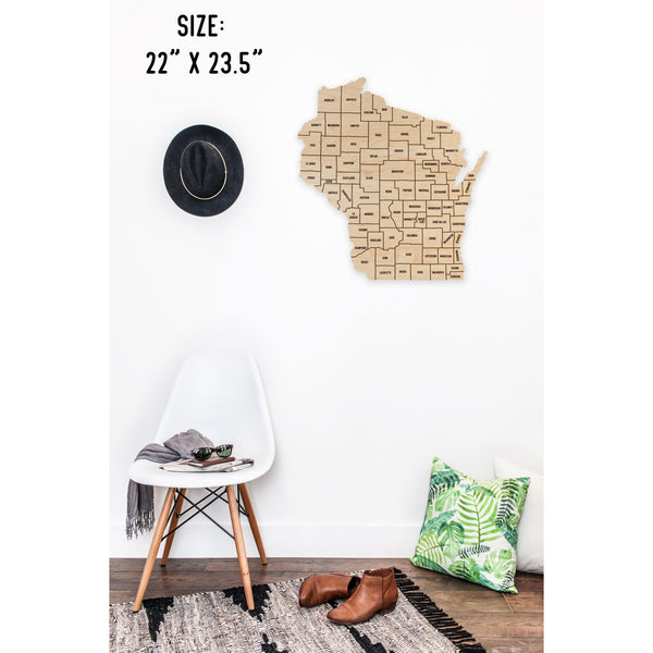 County State Outline Wall Hanging (Available In All 50 States) Large Size Wall Hanging Shop LazerEdge WI - Wisconsin Maple 