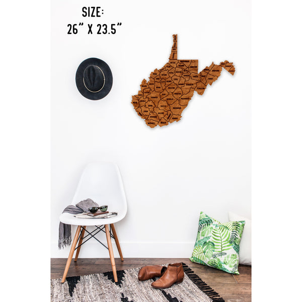 County State Outline Wall Hanging (Available In All 50 States) Large Size Wall Hanging Shop LazerEdge WV - West Virginia Cherry 