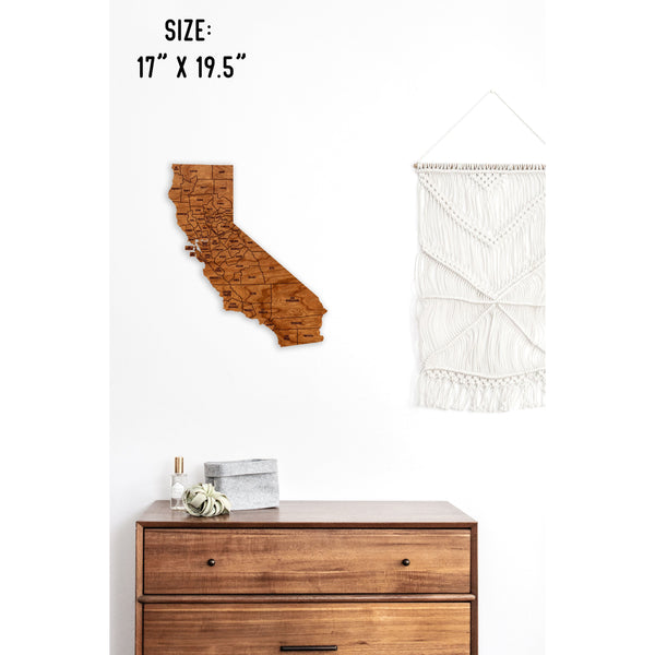 County State Outline Wall Hanging (Available In All 50 States) Wall Hanging Shop LazerEdge CA - California Cherry 