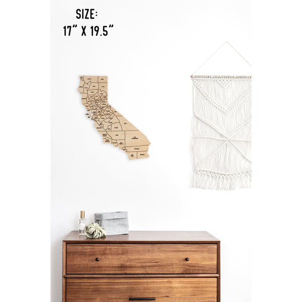 County State Outline Wall Hanging (Available In All 50 States) Wall Hanging Shop LazerEdge CA - California Maple 