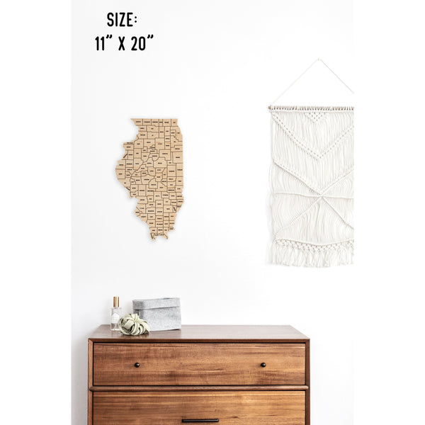 County State Outline Wall Hanging (Available In All 50 States) Wall Hanging Shop LazerEdge IL - Illinois Maple 
