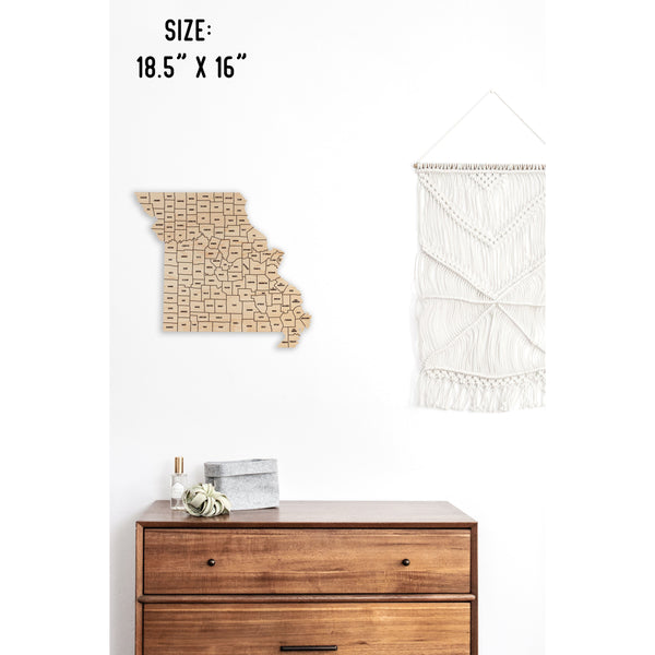 County State Outline Wall Hanging (Available In All 50 States) Wall Hanging Shop LazerEdge MO - Missouri Maple 