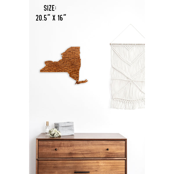County State Outline Wall Hanging (Available In All 50 States) Wall Hanging Shop LazerEdge NY - New York Cherry 