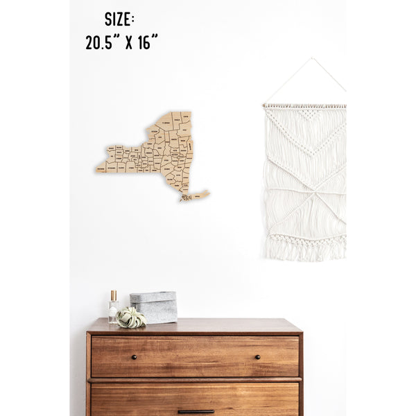 County State Outline Wall Hanging (Available In All 50 States) Wall Hanging Shop LazerEdge NY - New York Maple 